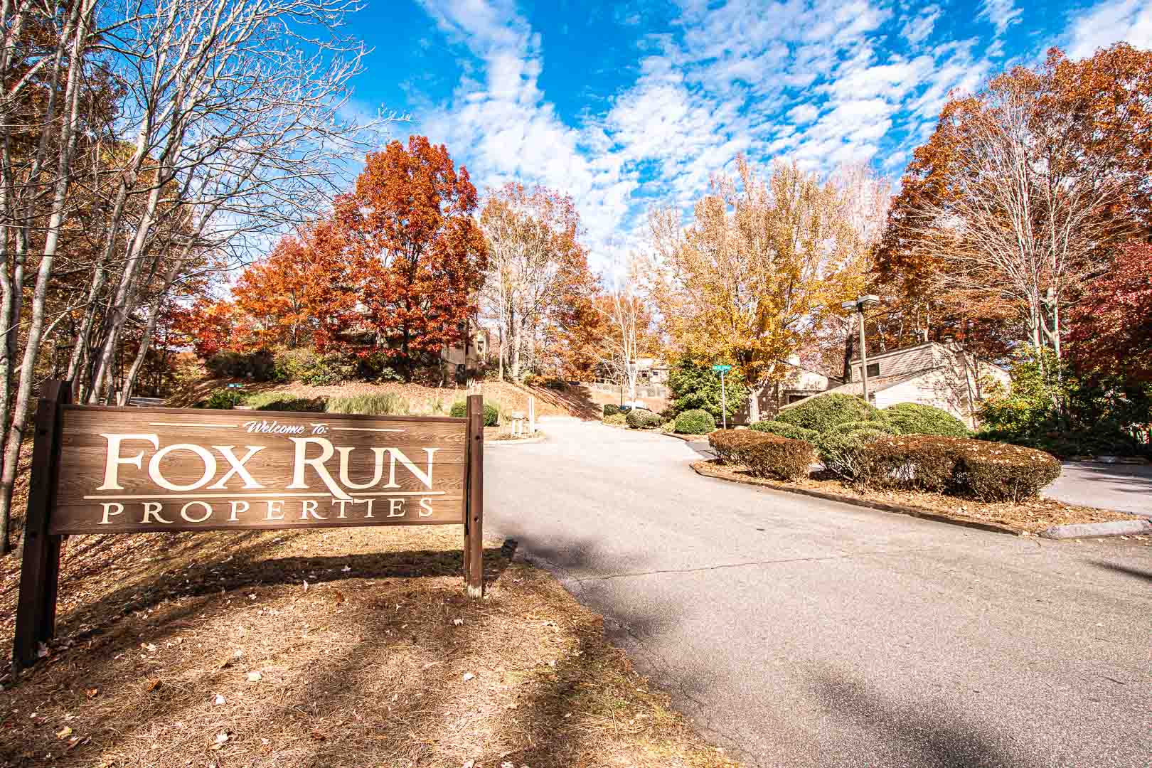 The resort signage at VRI's Fox Run Resort in North Carolina.